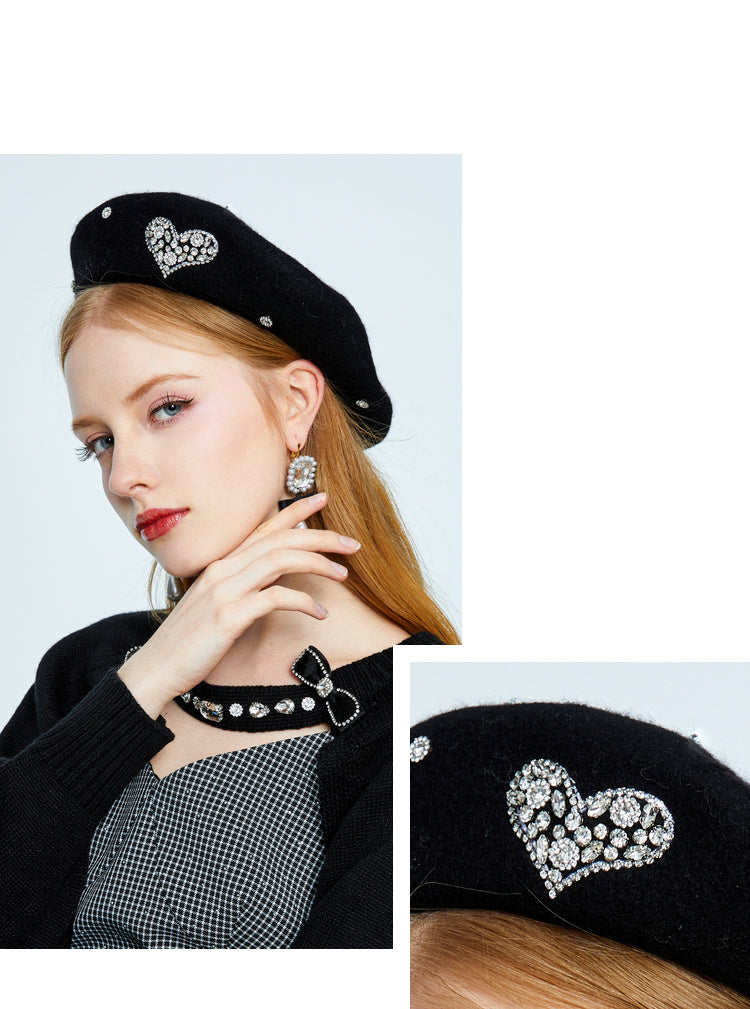 Nouveau béret japonais réducteur d'âge avec strass, pour peintre, amour