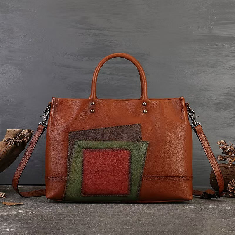 Large Capacity Shoulder Messenger Bag National Style Trendy Patchwork Literary Women Bag