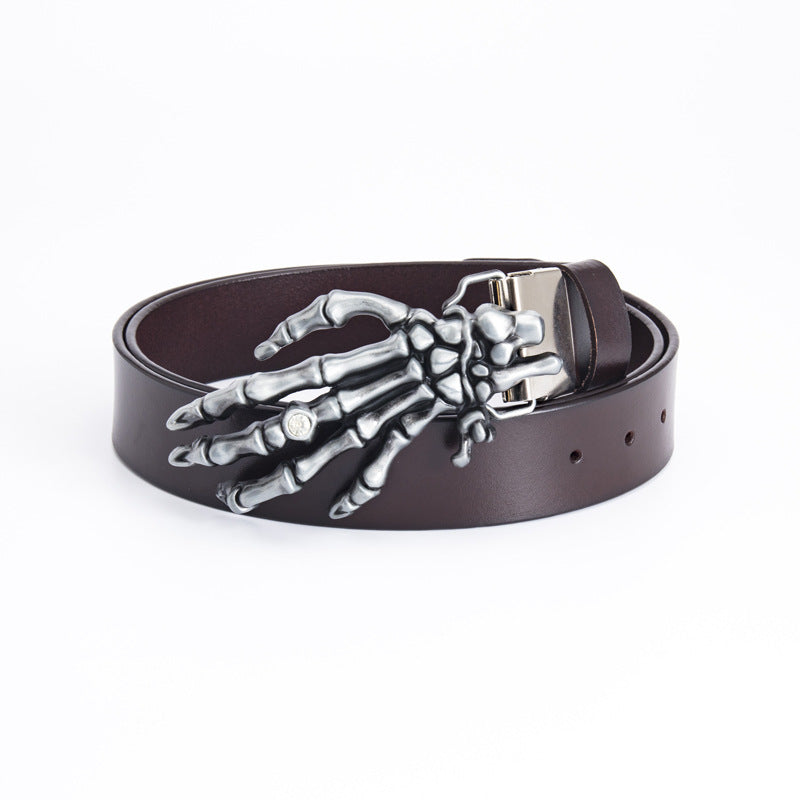 Ceinture en cuir pour homme Tête de mort Griffe Motard Outdoor