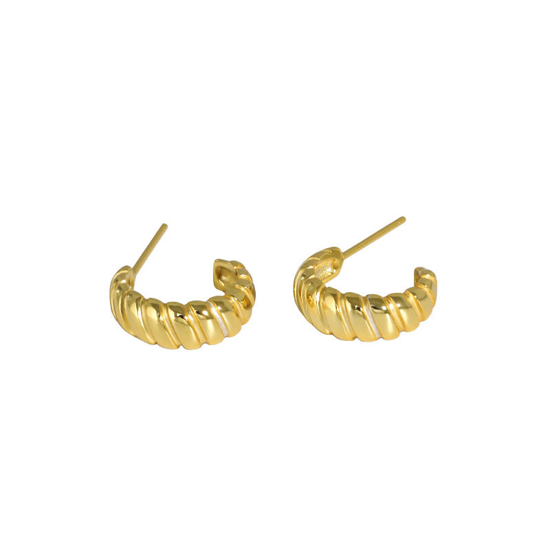 SS925 Sterling Silver Versatile Twill Twist Quality Earrings Women