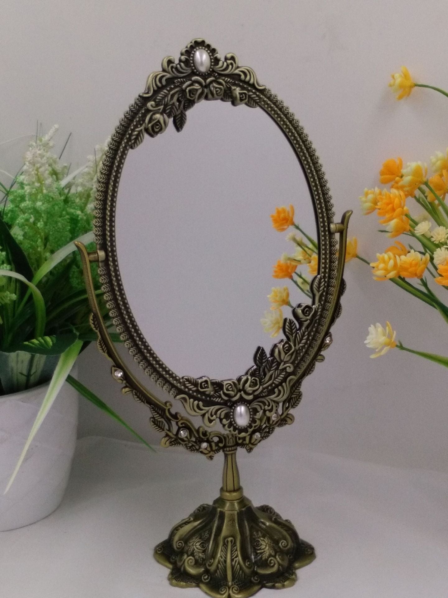 Miroir de maquillage rouge bordeaux festif