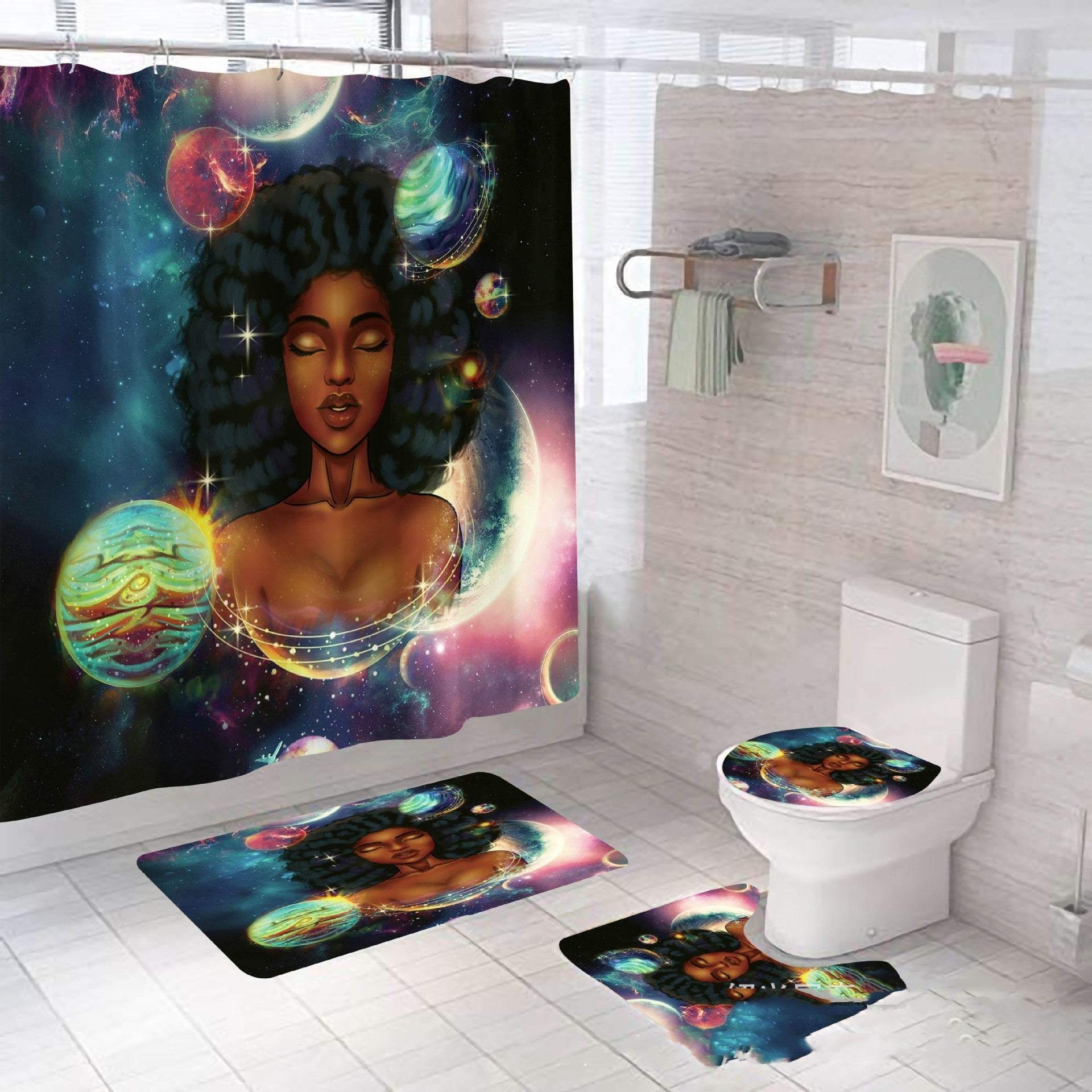 Digital Printing Shower Curtain Waterproof Household