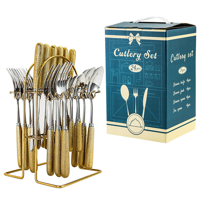 Household Hammer Pattern Porcelain Handle Knife Match Sets Suit