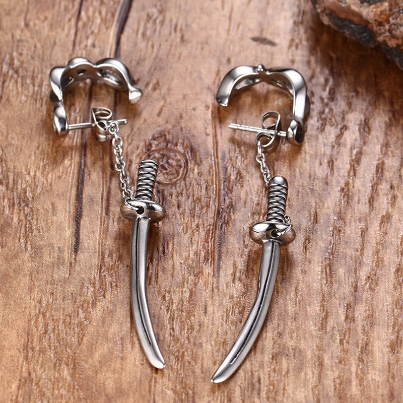 Épée pour Homme Style Punk Boucles d'Oreilles Tendance pour Homme