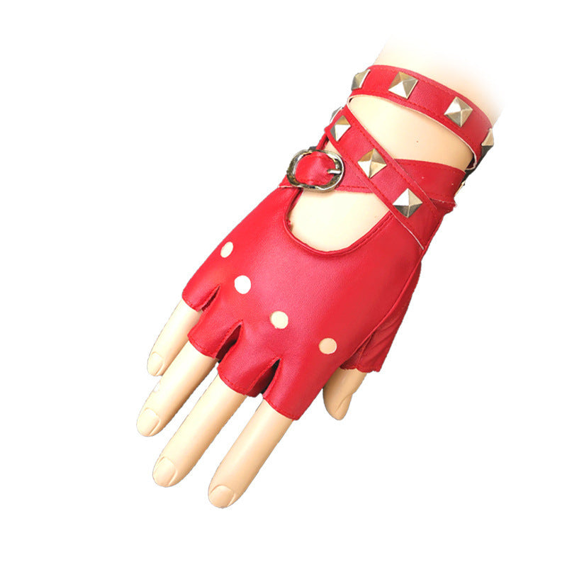 Gants Gothiques sans Doigts Punk Rock pour Femmes