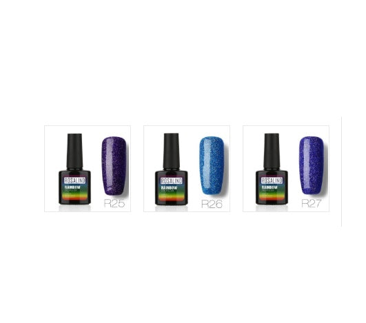 Sans clous, longue tenue, non toxique, vernis à ongles, colle de photothérapie ROSALIND, système arc-en-ciel étoilé.