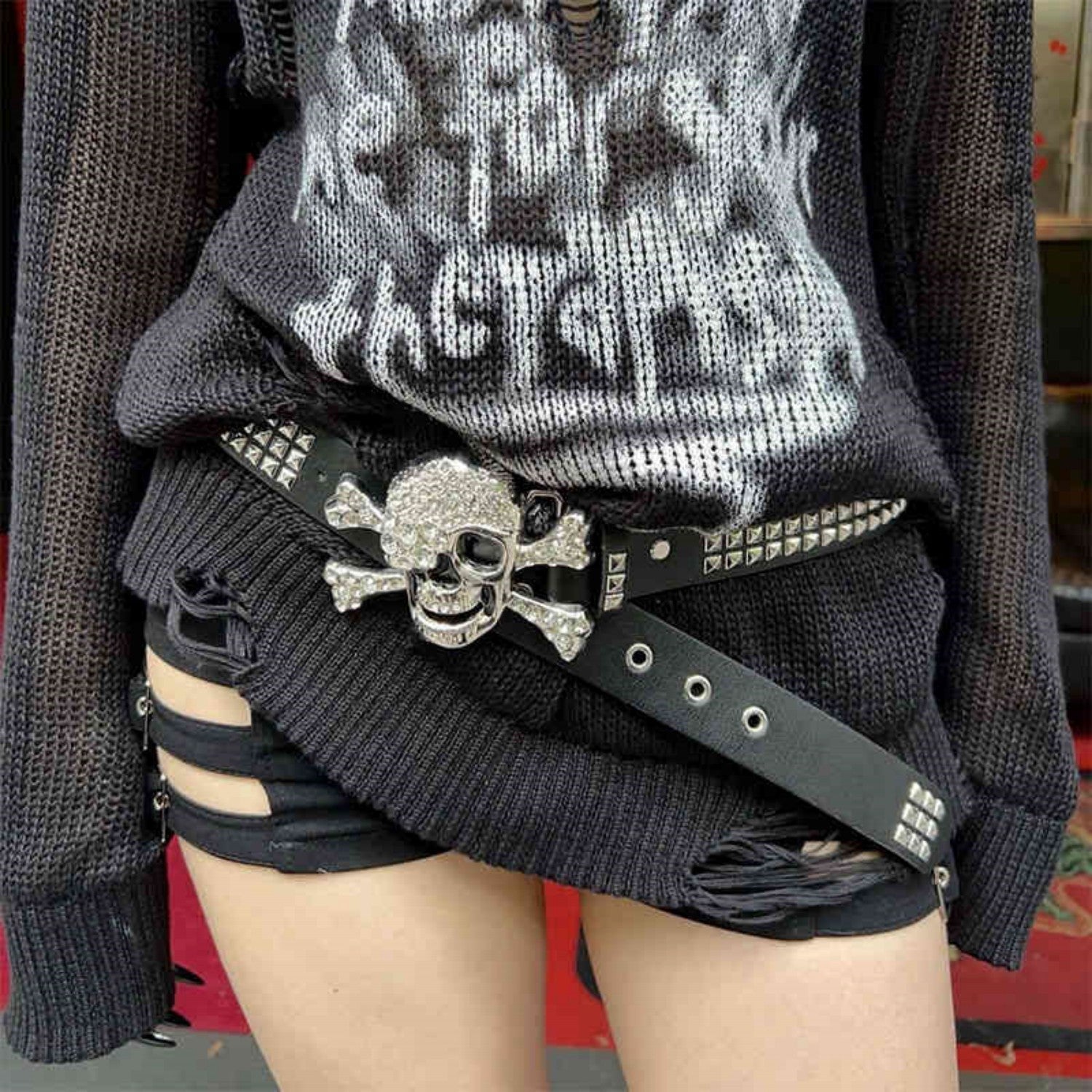 Ceinture taille basse style punk-rock