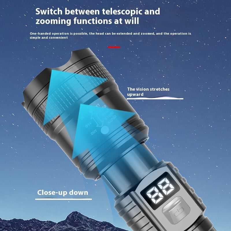 Lampe de poche Zoom Affichage de l'énergie Longue durée Super Lumineux