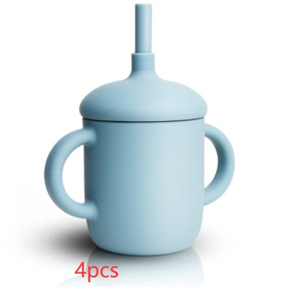 New Design Baby Feeding Cup Straw Water Bottle Sippy Cup Silicone Baby Learning Drinkware Child Leak Proof Cup Kids Supplies
