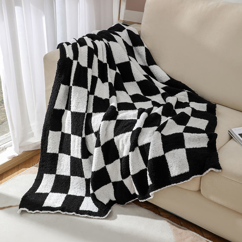 Lint-free Half Velvet Checkerboard Blanket