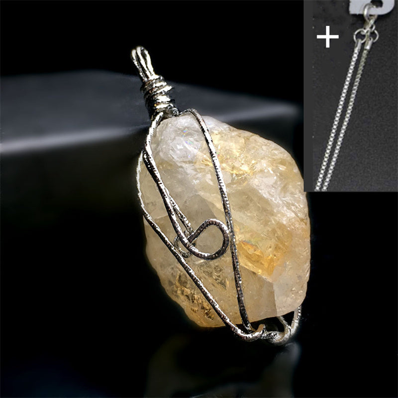 Natural Crystal Agate Rough Stone Pendant Irregular Winding