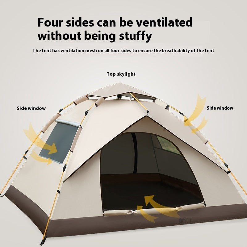 Tente d'extérieur portable et pliable, anti-UV, sans installation, avec brosse argentée