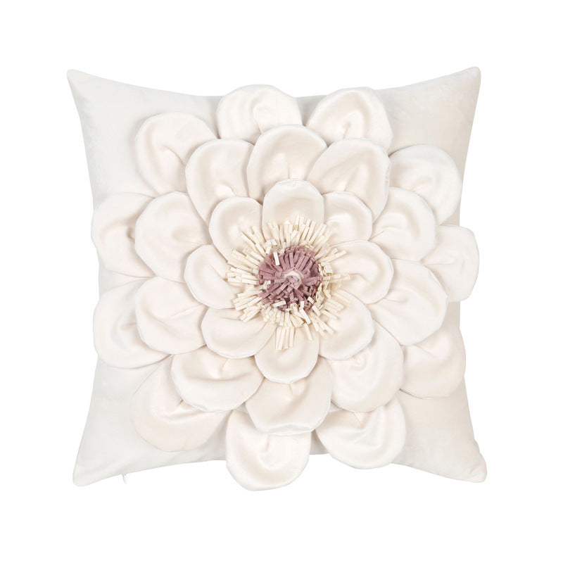 Flower Three-dimensional Embroidered Flannel Pillowcase