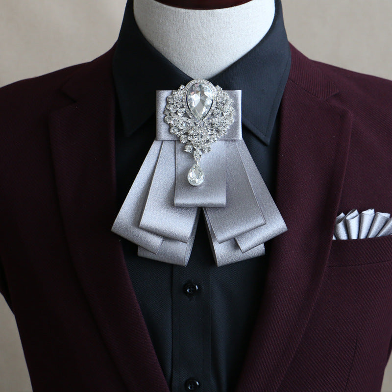 Men's Fashion Simple Diamond Bow Tie Set