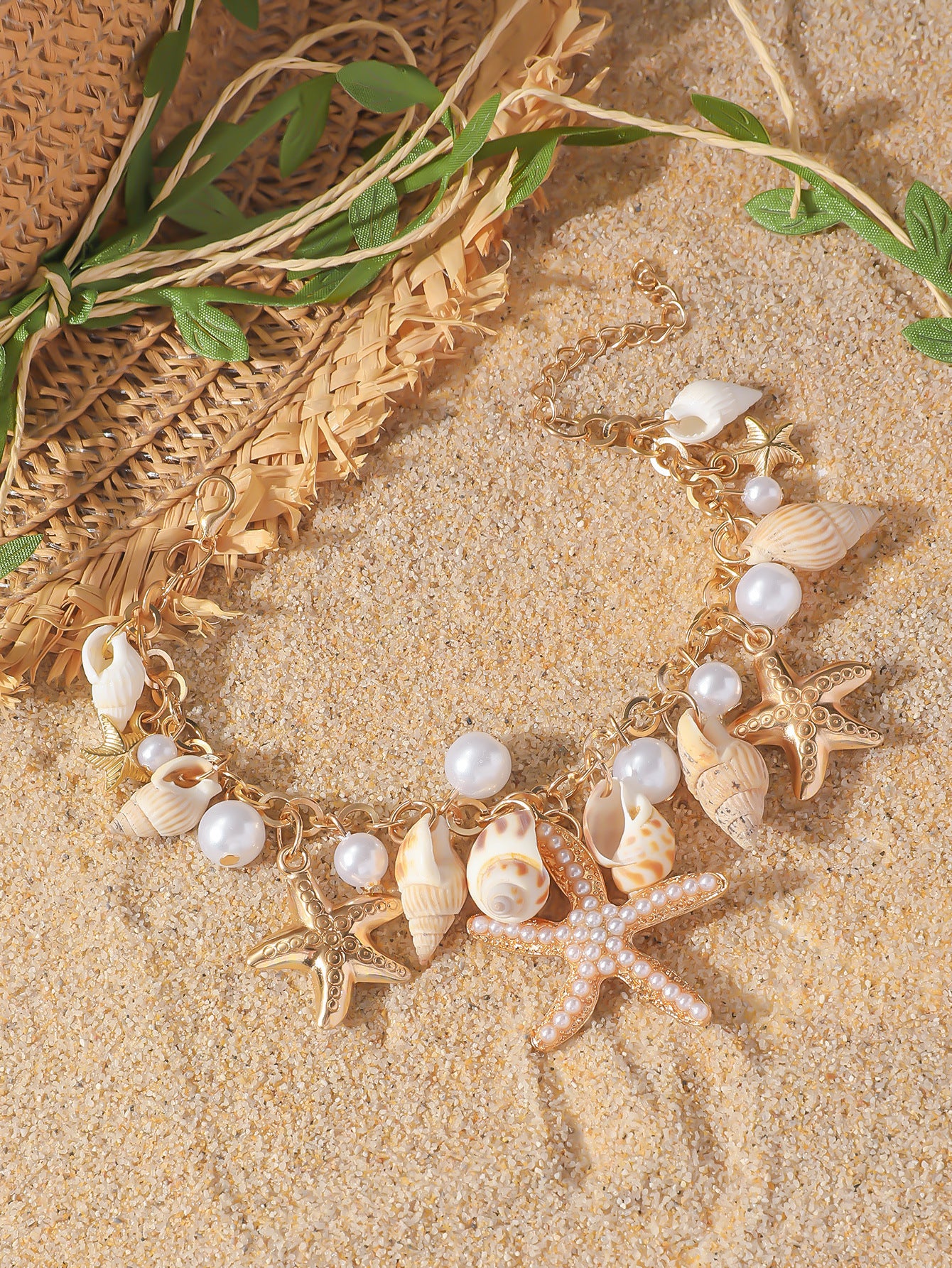 Cheville Coquillage Étoile de Mer Vacances Bohème Coquille Perle Bijoux de Pied