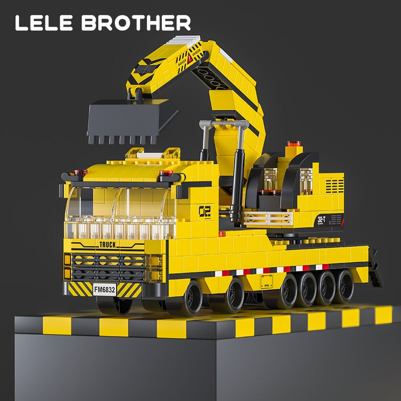 Building Blocks Boy Educational Assembly Toy Model Puzzle Engineering Car Excavator