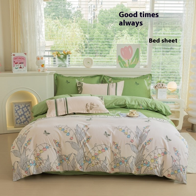 Four Seasons Woolen Cotton Four-piece Quilt Cover Bed Sheet Dormitory Set