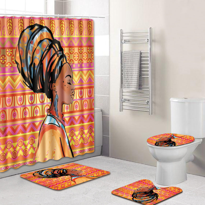 Ensemble tapis et rideau de douche