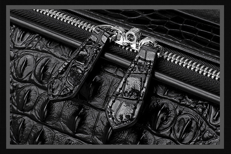 Valise Homme en Cuir Véritable Motif Crocodile, Cuir de Vachette Première Couche