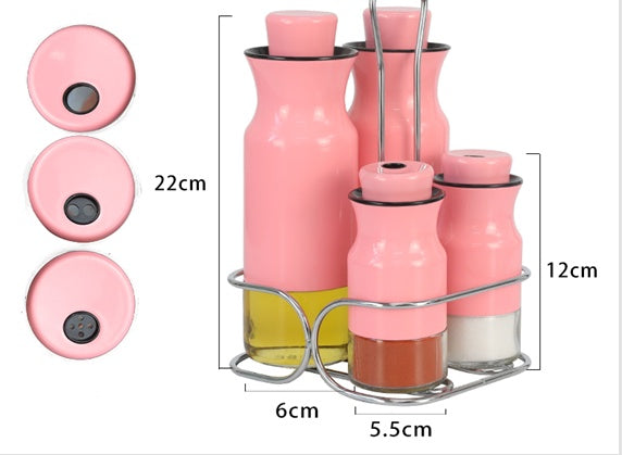 Glass Oil Bottle Stainless Steel Color Kitchen Seasoning Bottle
