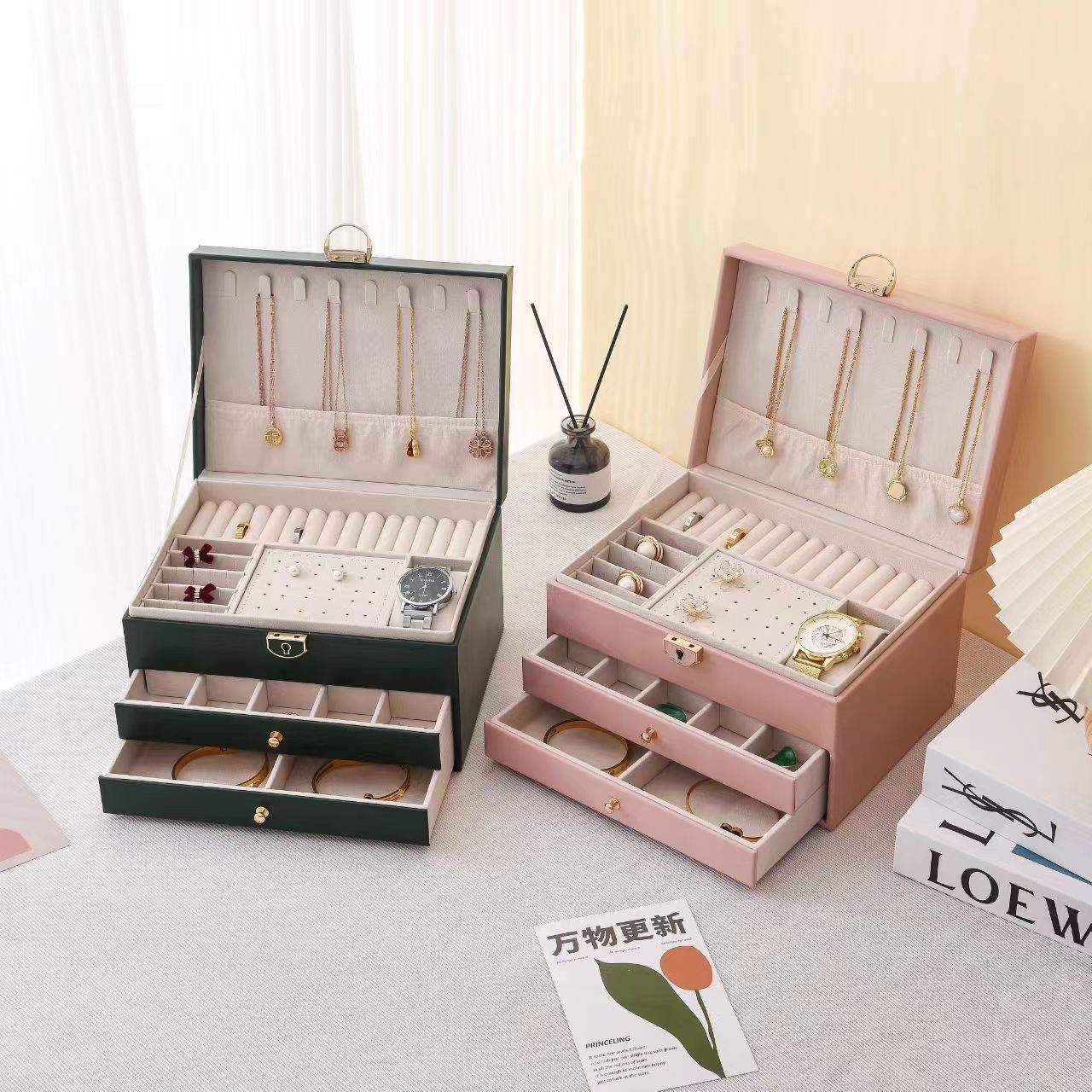 Three Layer Lockable Jewelry Storage Box