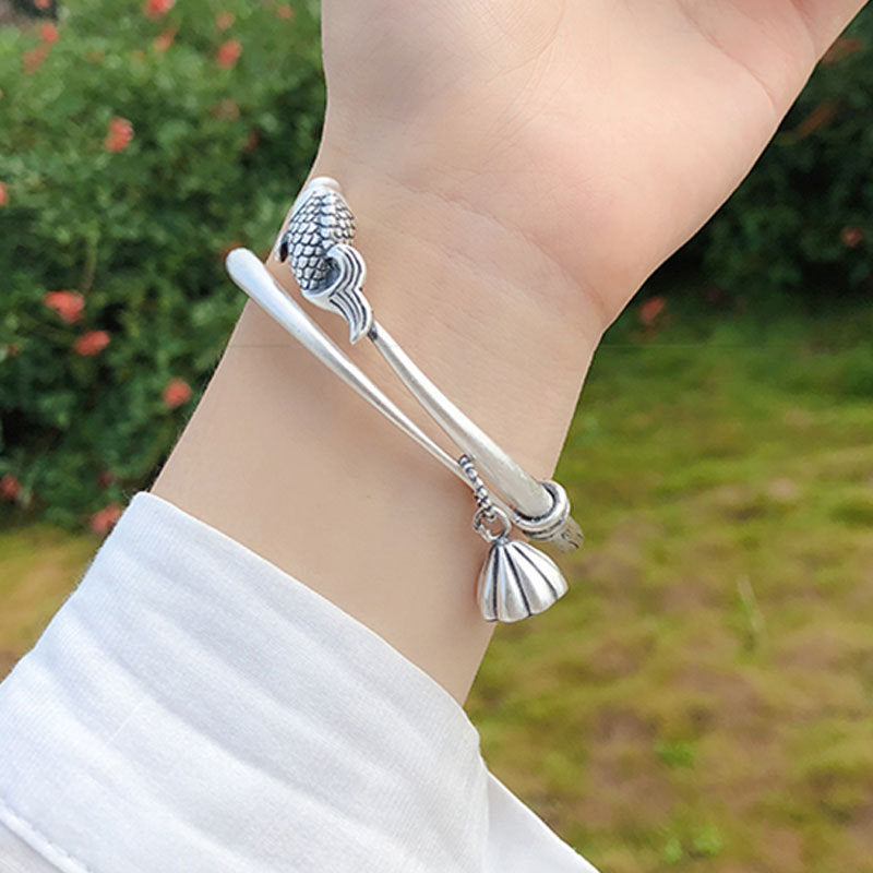 Sterling Silver Retro Literary Ethnic Bracelet