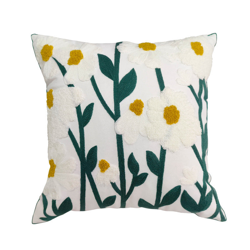Housse de coussin de canapé brodée de style Ins, simple, en peluche avec pampilles