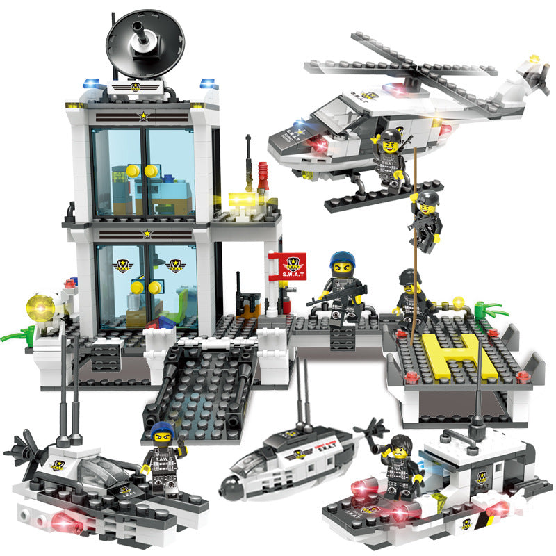 Porte-avions militaire, blocs de construction, jouets DIY pour enfants