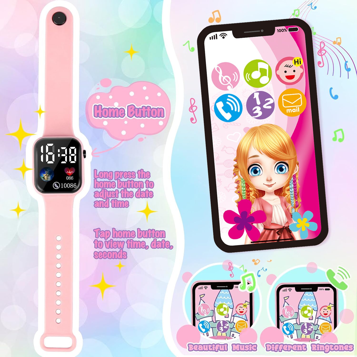 Simulation Children Play House Handbag Toy Watch Coin Purse Girl's Birthday Gift Cell Phone Bag