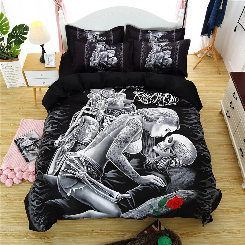 Sexy Skeleton Couple Girl Bedding Set