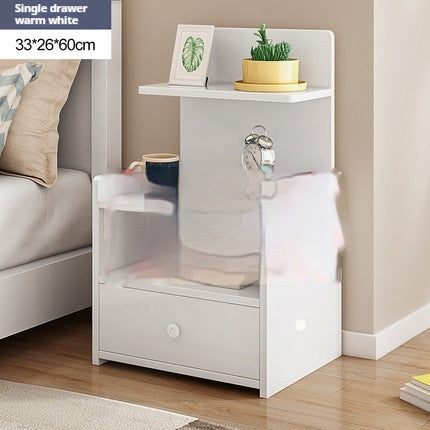 Simple Modern Bedroom Multifunctional Wooden Shelf Bedside Table