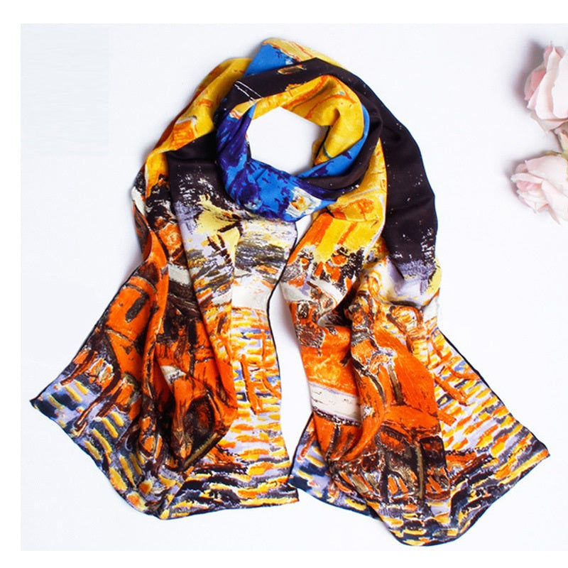 Colorful scarf with abstract design on a white background
