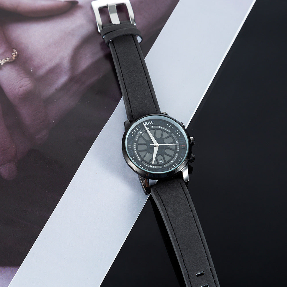 Coffret cadeau pour hommes 3 pièces avec montre sport rétro, calendrier, montre à quartz, stylo et boutons de manchette