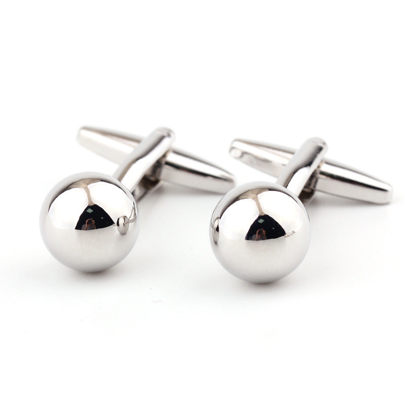 Silver Steel Ball Shape Metal Cufflinks French Shirt Men's Cufflink