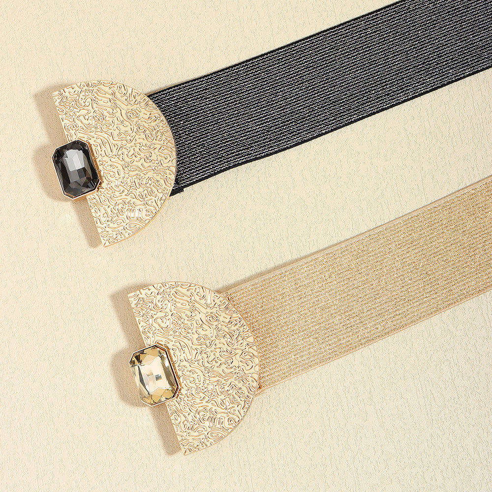 Ceinture Élastique Femme Tendance Brillante avec Perles, Ceinture Décorative pour Jupe, Housse de Taille Simple et Haut de Gamme