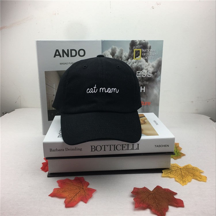 Cat Mom Letter Embroidery Peaked Cap
