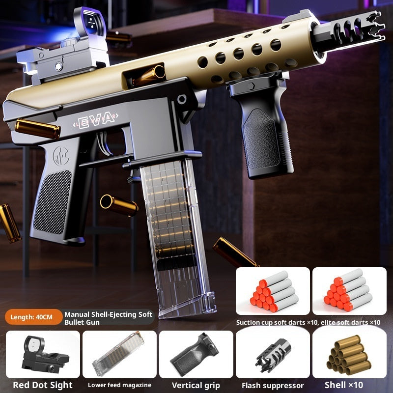 TEC-9 Soft Bullet Gun Manual Shell Throwing Submachine Gun Model