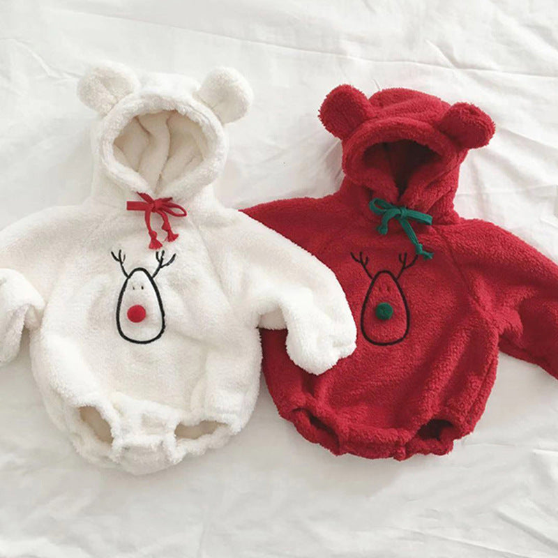 Grenouillère de Noël à capuche à manches longues en molleton