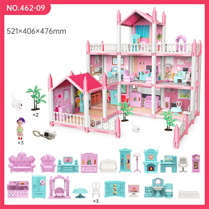 Girl Play House Assemble Diy Toy Cottage Villa Castle Model