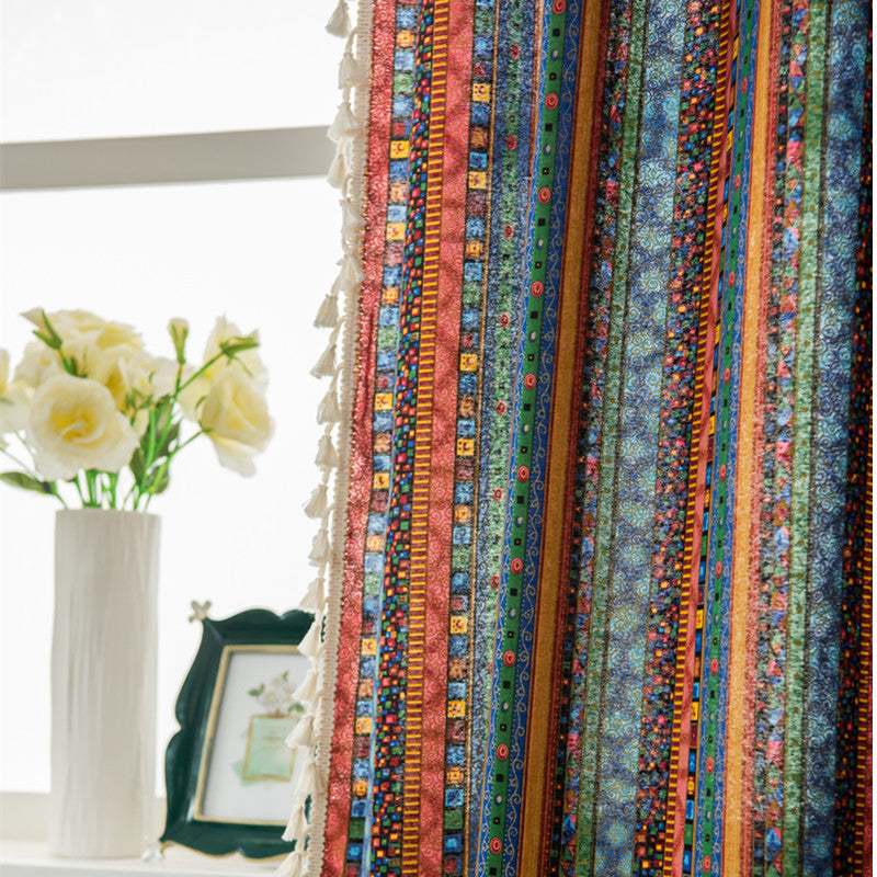Simia Bedroom Curtain Cotton And Linen Tassels