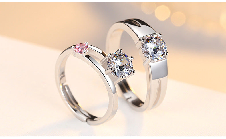 Bijoux en argent sterling Bague en argent sterling Bague de couple tendance en argent sterling
