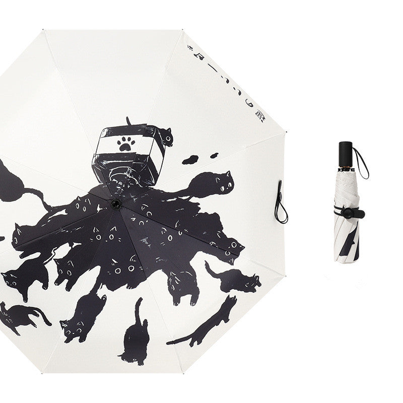 Creative Vinyl Automatic Three-folding Umbrella Dual-use Folding Sun Umbrella