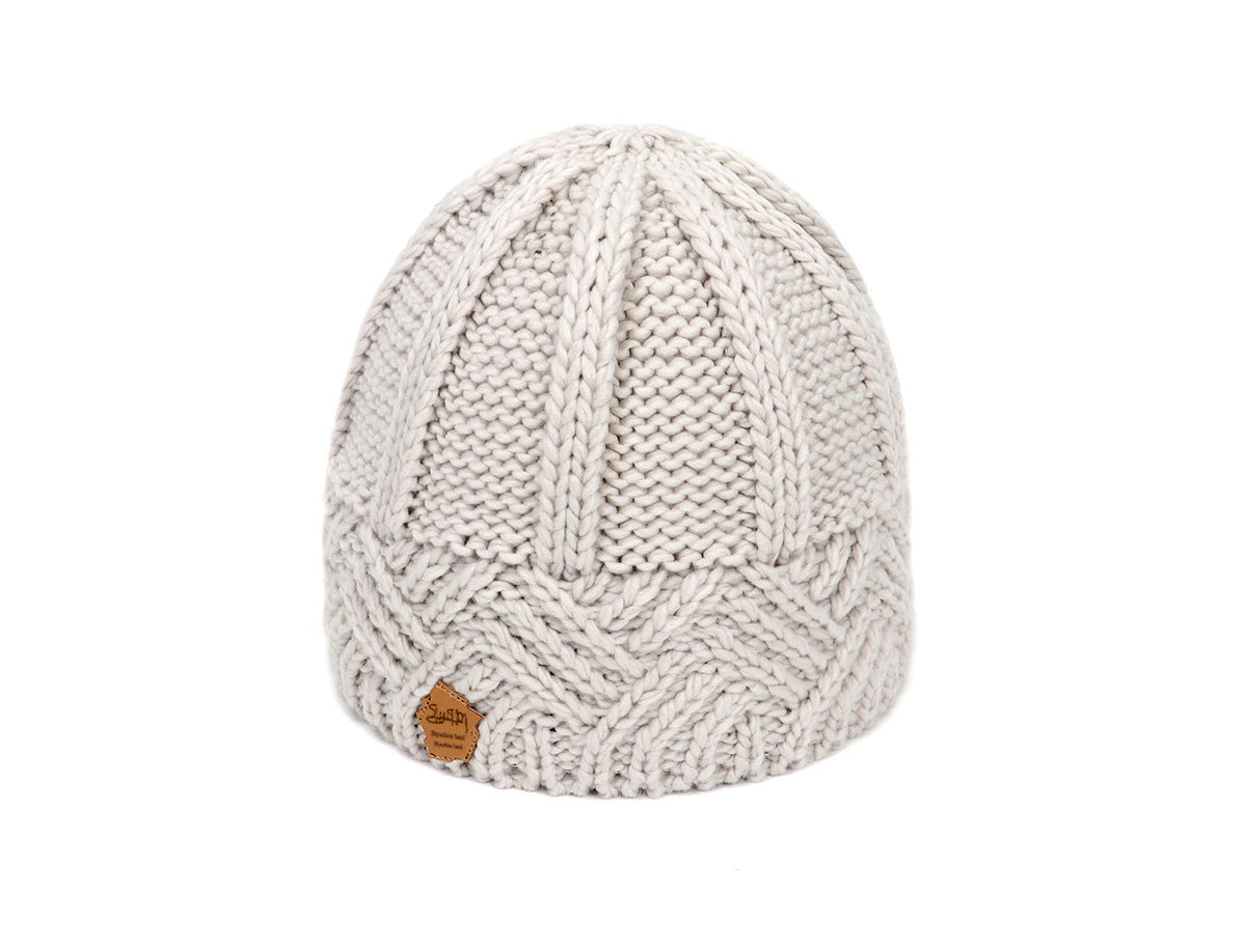 Retro Style Rhombus Lattice Thick Needle Wool Knit Hat