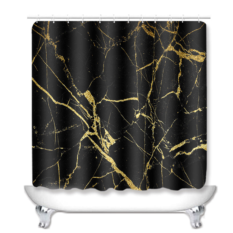 Digital Printing Polyester Marble Shower Curtain Floor Mat Toilet Mat Suit