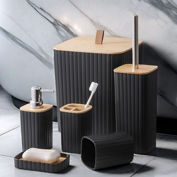 Bathroom Toiletries Six-piece Toilet Brush Toothbrush Cup Soap Box Suit
