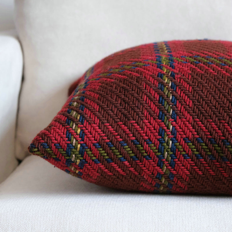 Housse de coussin de canapé en laine à carreaux de style luxe abordable pour chambre d'hôtel