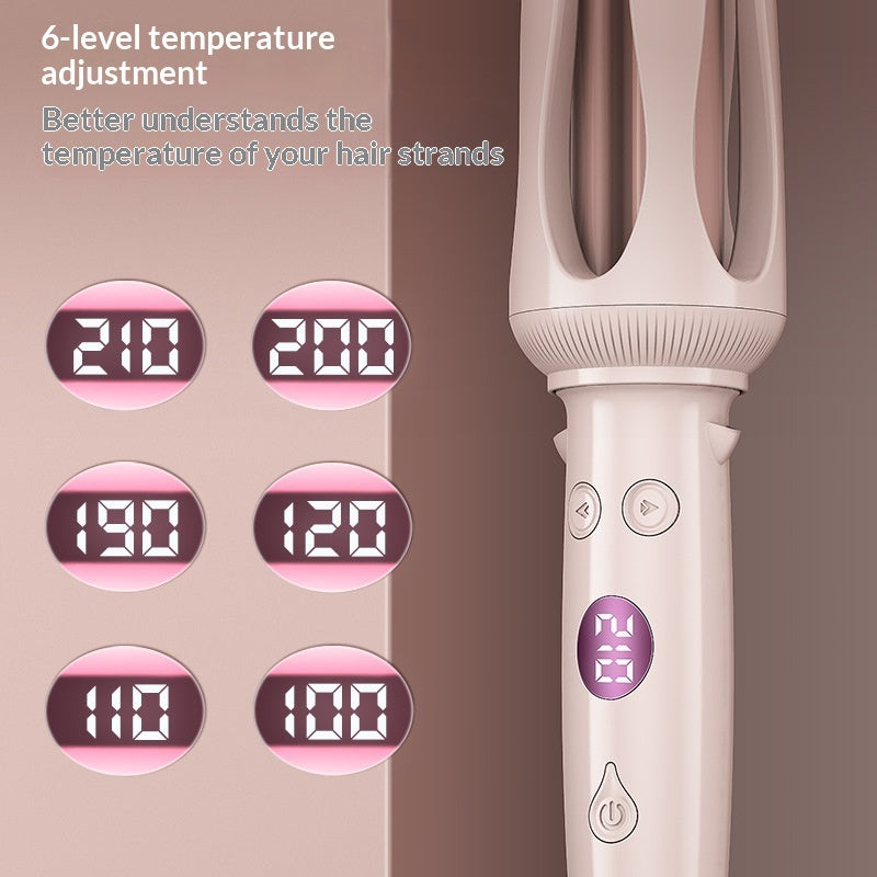 Bigoudi automatique en laine pour femme, grande taille, à ondulations, à température réglable, pour cheveux raides et bouclés.