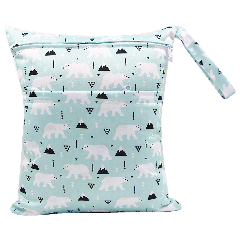 Diaper Bag 30 36cm Baby Double Zipper Printing Waterproof Diaper Bag