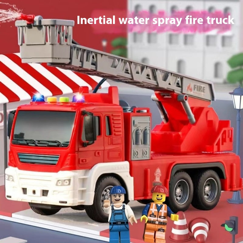 Aerial Ladder Fire Truck Toy Car Firemen Can Spray Water Recovery Vehicle