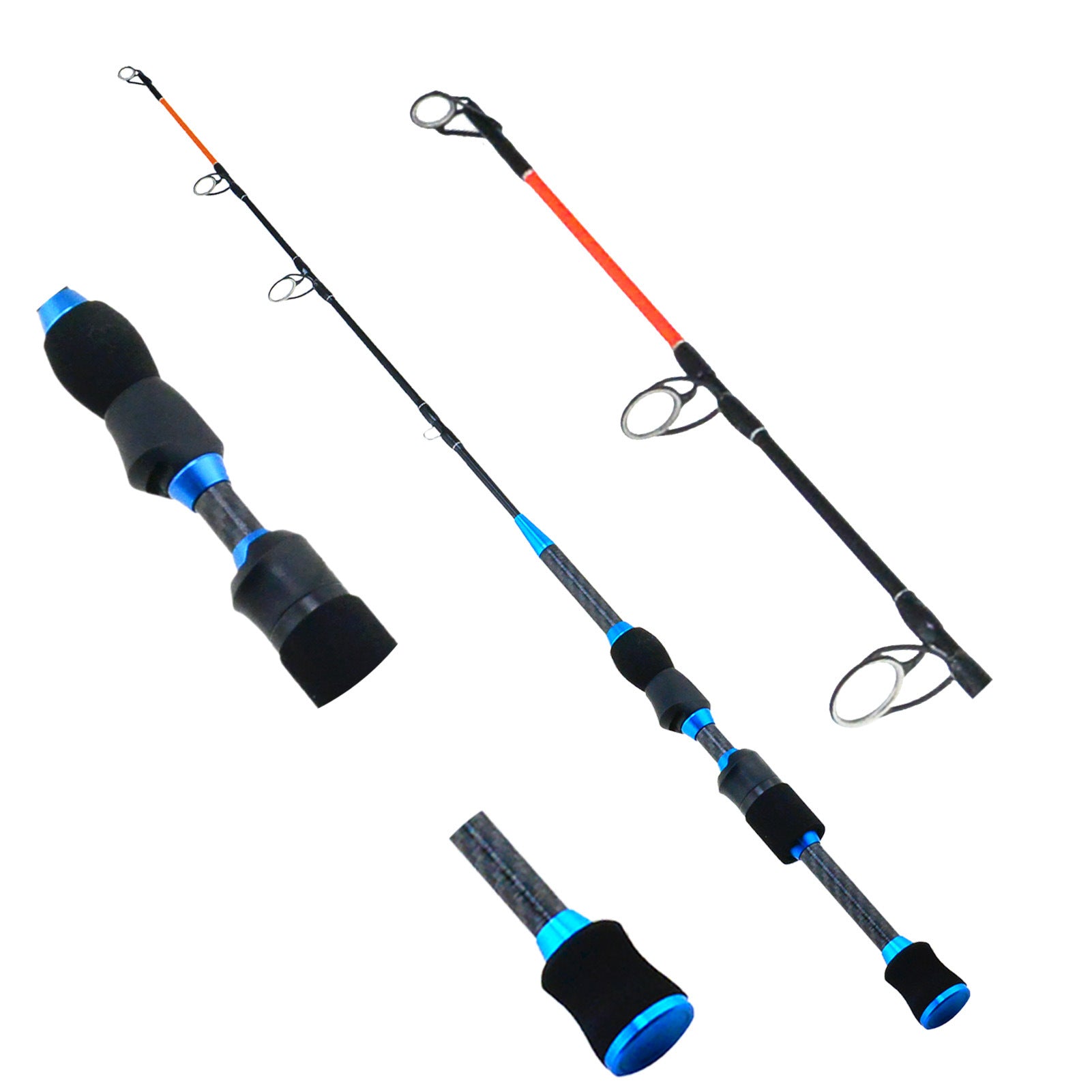 Canne à pêche à moulinet d'hiver en carbone à deux sections pour petits leurres, portable pour la pêche en bateau et la pêche hivernale